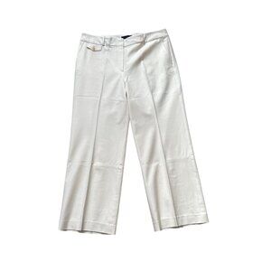 Talbots Womens Heritage Cropped Pants 16P Ivory Polyester Blend Mid-Rise